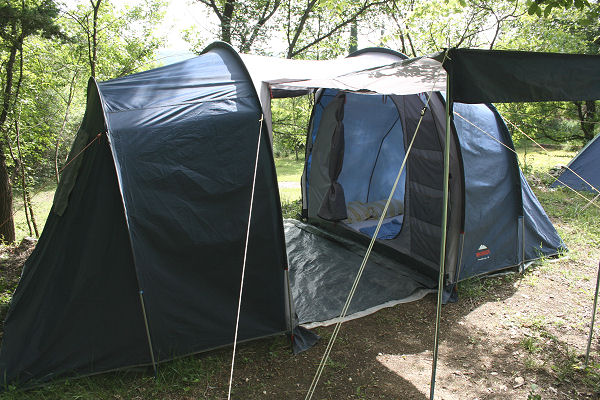 Oak Leaf Lodge - €20 per person per nightAiry, two roomed, 4 person tent with head height central area, two canopy porch entrances, storage pockets, mosquito netted sleeping compartments and vents. Foam mattresses & bedding included.